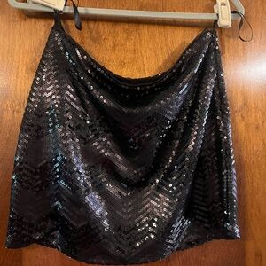 White House Black Market Black Sequin Bubble Mini Skirt